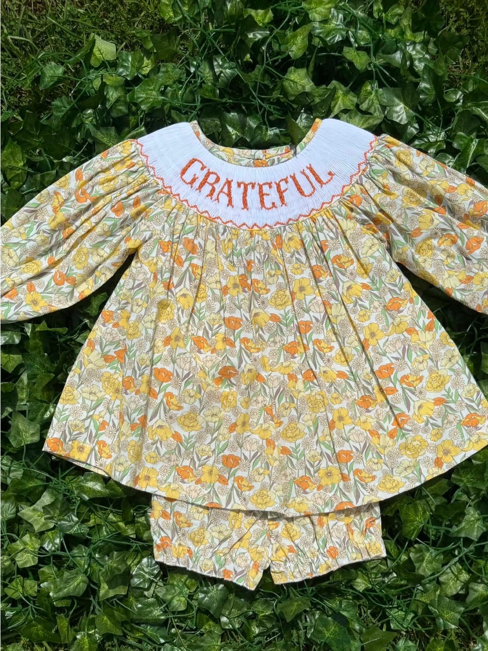 GRATEFUL Hand Smocked Bloomer Set